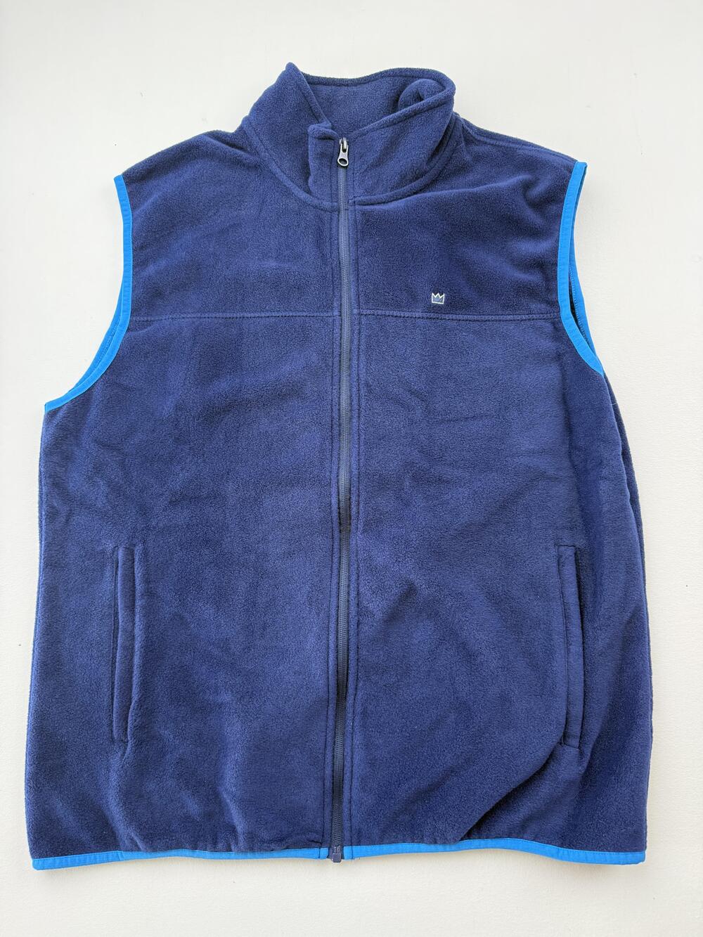 Crown & Ivy Vest Mens Large Blue Fleece Quilted Full Zip Pockets Casual